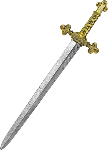 Vista 7 de Espada de juguete de caballero cruzado, espada de plástico de 27.5" medieval, accesorios de disfraz de guerrero para Halloween, cosplay, LARP
