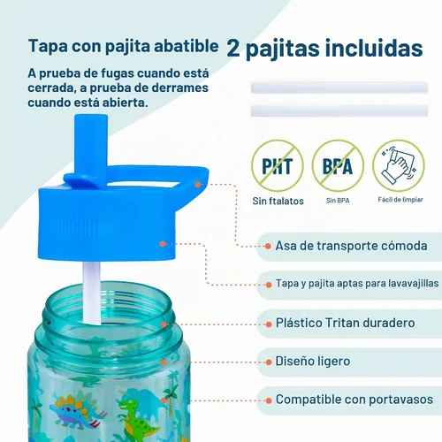 Vista 4 de Wildkin - Botella de agua de Tritan para niños de 16 onzas con tapa