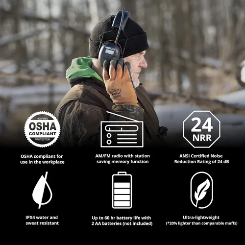 Vista 4 de ISOtunes AIR DEFENDER Earmuffs: Comfortable Wireless unisex adult Hearing Protection with 40 Hour