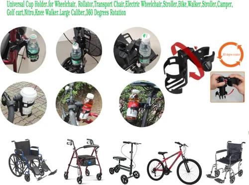 Vista 2 de Soporte universal para vasos. para silla de ruedas, ruedas, silla de transporte, silla de ruedas eléctrica, cochecito, bicicleta, andador