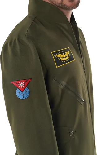 Vista 4 de Morph Traje de vuelo para hombre, disfraz de la Fuerza Aérea para hombre, traje de vuelo para adultos, disfraz de piloto adulto, disfraz de aviador