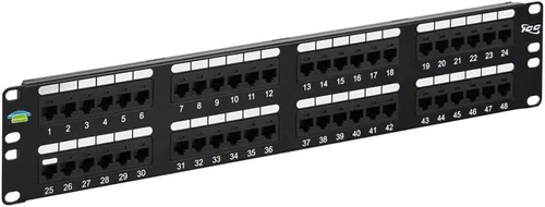 Vista 13 de ICC Panel de conexiones CAT5e, listado UL y aplicaciones Gigabit con clasificación PoE++, panel de conexión de red de 24 puertos 1U de 19 pulgadas