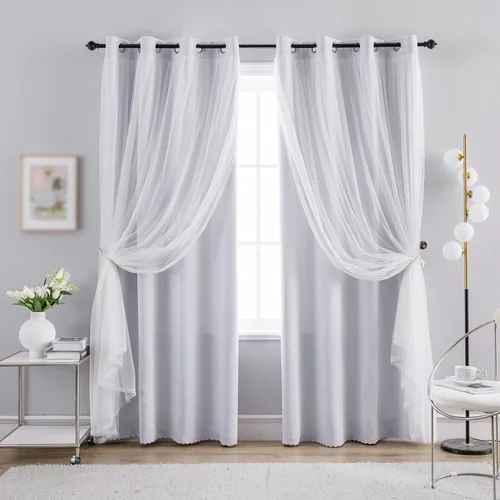 Vista 25 de Anytime Cortinas opacas y transparentes para ventana, par de paneles de cortinas lisas con ojales en la parte superior, 35 pulgadas de ancho x 63