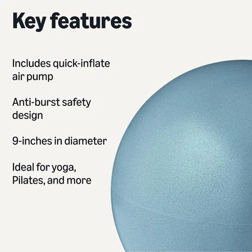Vista 2 de Amazon Basics Bola de pilates para ejercicios de yoga, 9 pulgadas de diámetro