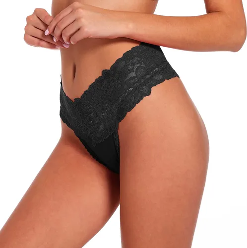 Vista 3 de Xlndsoea Bragas retro de cintura alta para mujer, sin costuras, ropa interior de algodón de encaje de talla grande