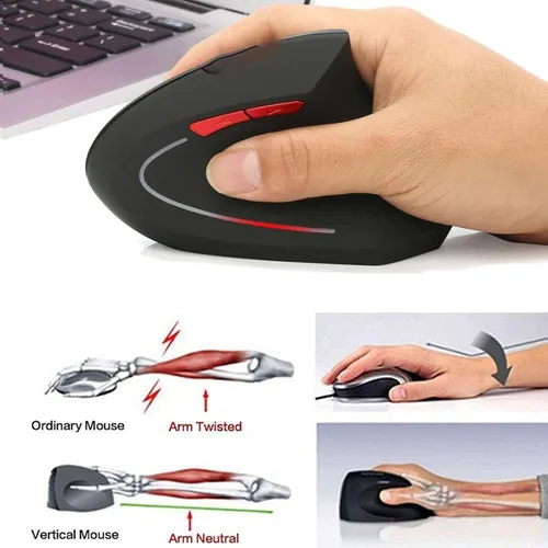 Vista 5 de Ratón inalámbrico recargable para juegos para computadora portátil vertical ergonómico USB Gamer Mause para teclas de ratones Bluetooth