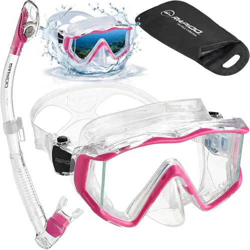 Vista 9 de Phantom Aquatics Rapido Clareza Máscara de Tres Lentes y Snorkel Combo