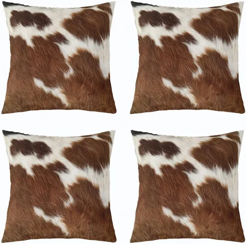 Vista 28 de Juego de 4 fundas de almohada con estampado de piel de vaca de 16 x 16 pulgadas, fundas de cojín de piel de vaca para sala de estar, dormitorio