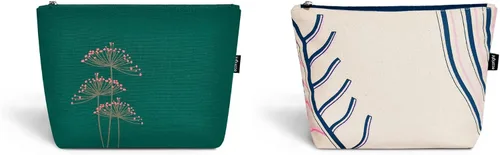 Vista 20 de Eco Right Bolsa de cosméticos de lona: bolsa de maquillaje de viaje para mujeres y niñas, organizador de monedero con cremallera, elegante estética