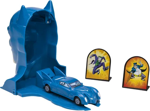 Vista 8 de DecoSet® Batman™ to the Rescue Cake Topper, 4 piezas de decoración para tartas, incluye estuche Batman™ con un lanzador de móvil plegable oculto