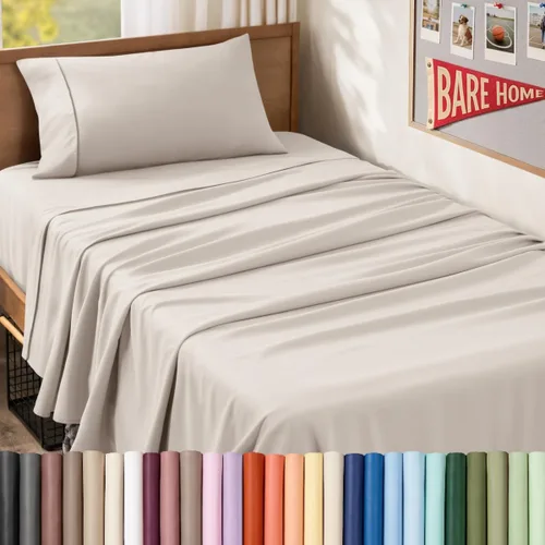 Vista 91 de Bare Home Juego de Sábanas Twin - Sábanas de Cama de Microfibra Ultra-Suave 1800 - Doble Cepillado - Bolsillos Profundos - Ajuste Fácil - Extra