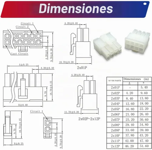 Vista 6 de Molex 5557 - Kit de conectores de extensión macho y hembra de 0.165 in con cables preprensados prémium de 20 AWG, Molex Mini-Fit Jr de doble fila
