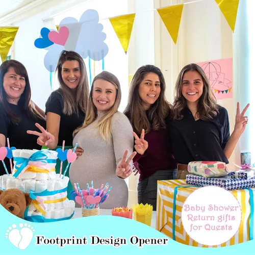 Vista 8 de 50 piezas personalizadas para baby shower, abrebotellas, llaveros de huellas, recuerdos de baby shower, regalos de devolución para invitados, vienen