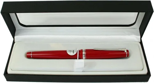 Vista 3 de PILOT Falcon Collection 71623 - Pluma estilográfica, barril rojo con detalles de rodio, punta ancha suave, tinta azul