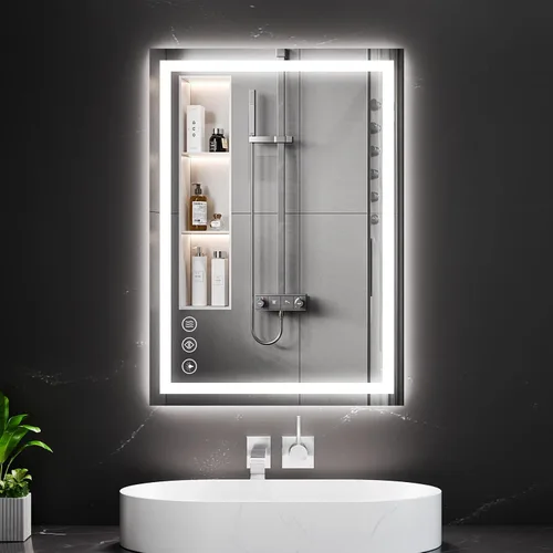 Vista 37 de Koonmi Espejo de baño LED 38x26 con luz, antivaho y 3