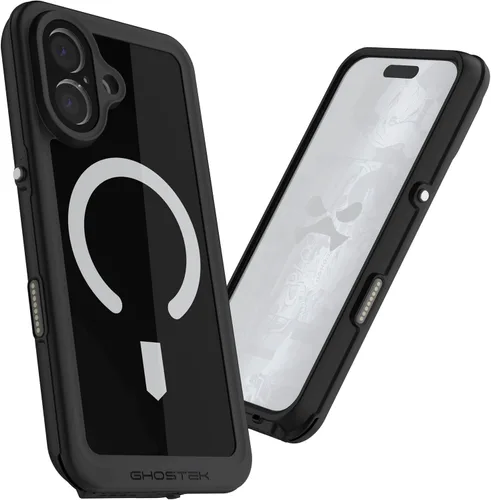 Vista 45 de Ghostek NAUTICAL funda delgada para iPhone 14 Plus a prueba de golpes impermeable con protector de pantalla y imán MagSafe con carga inalámbrica