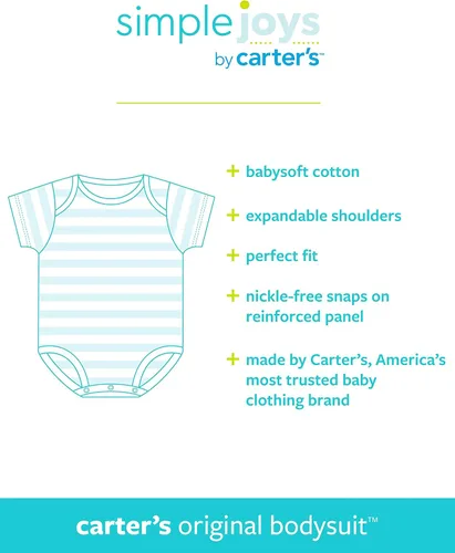 Vista 5 de Simple Joys by Carters Body unisex de manga corta para bebés paquete de 8