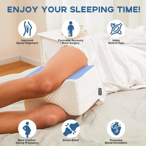Vista 6 de cooloo8 Almohada para dormir de lado, almohada de rodilla para dormir de lado, almohada para aliviar el dolor de ciática (azul)