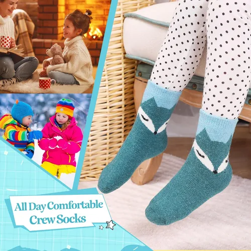 Vista 6 de Eocom - Medias de invierno cálidos de lana para niños y niñas 6 pares