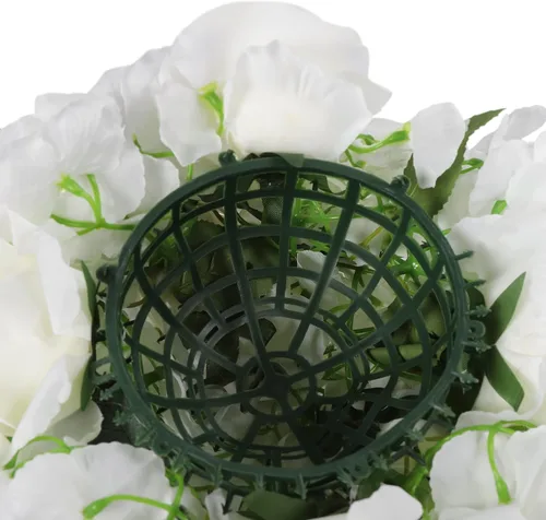 Vista 4 de 10 bolas de flores falsas de 11.8 pulgadas de diámetro, arreglos artificiales de rosas blancas para centros de mesa de boda, decoración de mesa