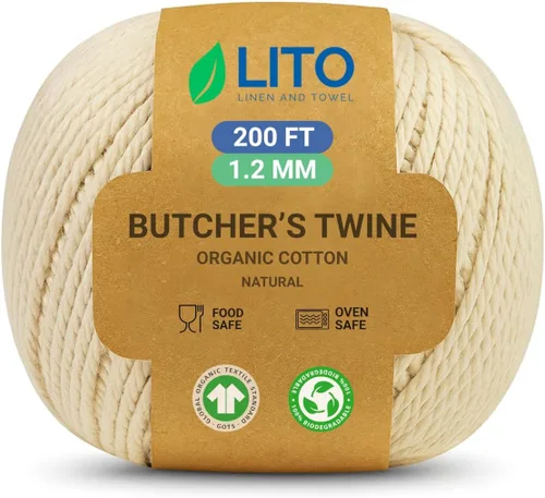 Vista 13 de Cuerda de algodón orgánico verde y blanco – 200 pies para envolver, hornear, carnicero, manualidades, proyectos de bricolaje, Pascua, Navidad