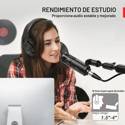 Vista 4 de FIFINE K669D XLR Micrófono Dinámico Metal para Vocal, Grabación