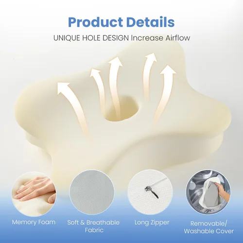 Vista 9 de JINXIA Almohada de rodilla para dormir de lado, cómoda almohada de espuma viscoelástica para dormir de lado, almohada para dormir entre piernas