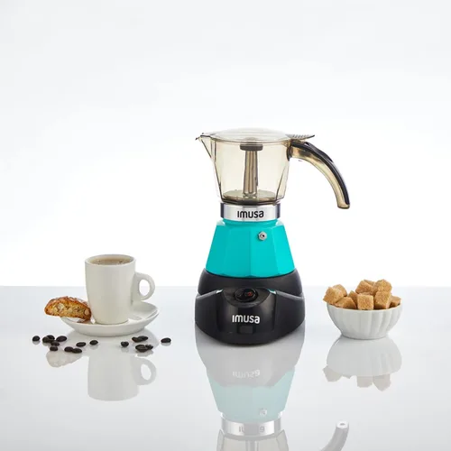 Vista 2 de IMUSA Cafetera Eléctrica de Espresso de 3 o 2 Tazas, Verde Azulado