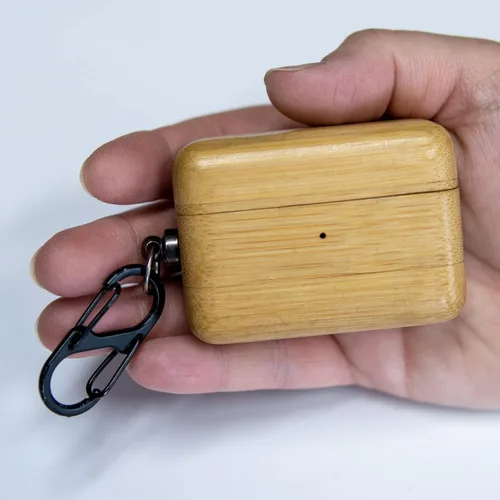 Vista 5 de Funda de madera natural para Airpods – Funda protectora compatible con AirPods Pro, funda de carga inalámbrica hecha de accesorios de madera únicos
