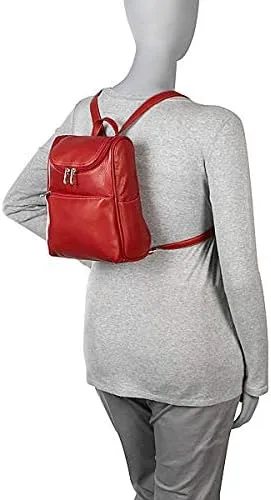 Vista 2 de Le Donne Leather Contemporary - Mochila pequeña para mujer, 10 x 8.5 x 5 pulgadas, Rojo