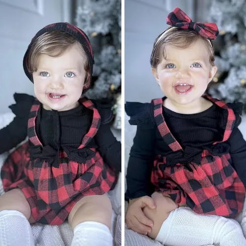 Vista 133 de Unutiylo Ropa de bebé recién nacida prematura con tirantes, traje de otoño e invierno, traje de manga larga con volantes