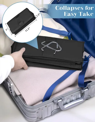Vista 7 de SLEEPING LAMB Organizador corto de zapatos colgante para almacenamiento en armario con bolsillos laterales de malla con capacidad para 8 pares, Negro