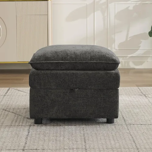 Vista 56 de Otomana cuadrada grande de 27 pulgadas con almacenamiento, reposapiés tapizado moderno con patas antideslizantes para sofá, mesa de café, sala