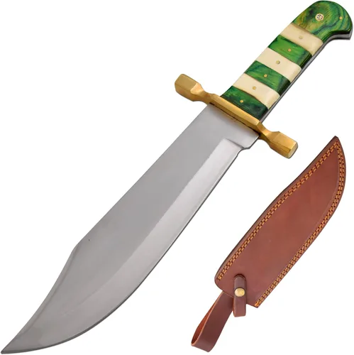 Vista 2 de Cuchillo de caza de hoja fija de 15 '' con funda de cuero (BGW)