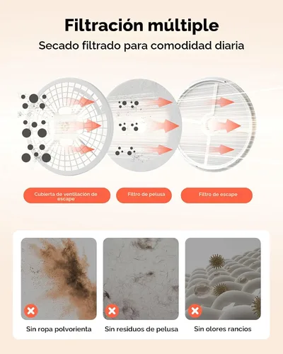 Vista 6 de EUHOMY Secadora portátil de 1.5 pies cúbicos con 4 programas de secado, capacidad de ropa de 5.5 libras, acabado de espejo y panel LCD, secadora