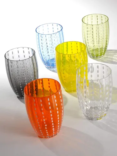 Vista 2 de Zafferano Perle Vaso de cristal transparente hecho a mano, cl 32 h 4.291 in d 2.795 in - Set 6 piezas - Amatista