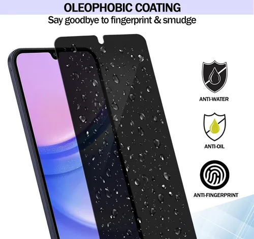 Vista 4 de RKINC Protector de pantalla [paquete de 3] para Samsung Galaxy A14, protector de pantalla de vidrio templado de privacidad, antiespías, arañazos