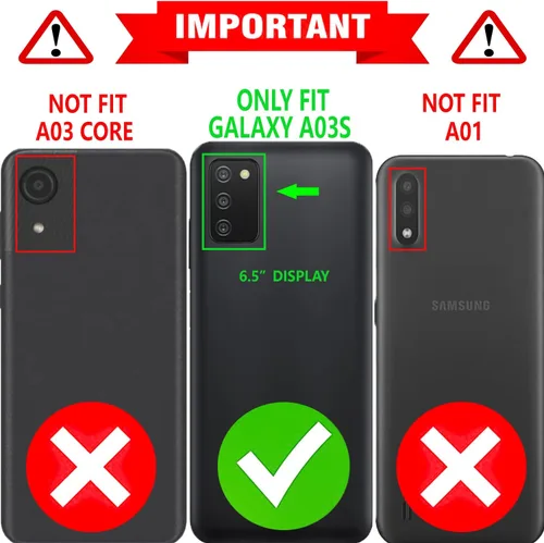 Vista 2 de STARSHOP Funda compatible con Samsung Galaxy A03s, con protector de pantalla de vidrio templado incluido; cartera de piel sintética a prueba