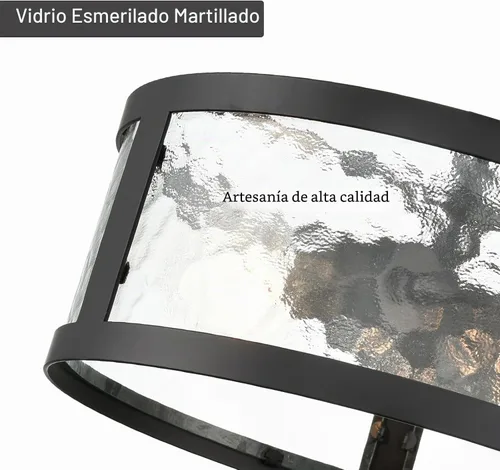 Vista 2 de Moose Lámpara de techo semiempotrada negra de 2 luces con vidrio martillado
