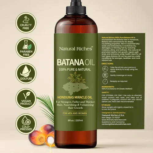 Vista 9 de Natural Riches Aceite de Batana Orgánico Sin Refinar, 8 fl oz, 100% Puro y Natural, Aceite Milagroso de Honduras Prensado en Frío
