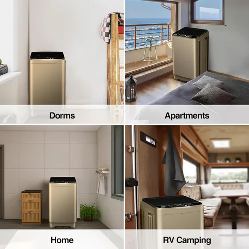 Vista 6 de Lavadora portátil completamente automática de 17.7 libras, pequeña lavadora para apartamento, programa de 10 lavados con manguera de drenaje
