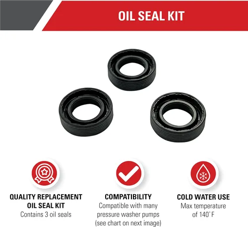 Vista 2 de Simpson Cleaning 7105741 - Kit de sello de aceite de repuesto para bombas de hidrolimpiador, color negro