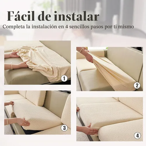 Vista 8 de Fundas de cojín para sofá seccional, fundas de sofá elásticas resistentes al desgaste para sofá universal, protector de cojín elástico lavable, Beige