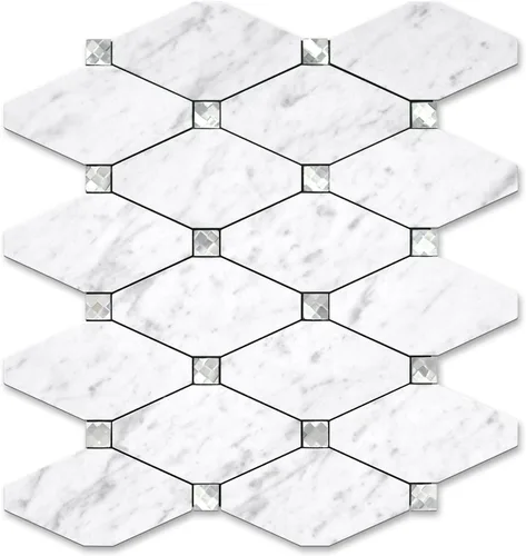 Vista 13 de STICKGOO 1 hoja de salpicaduras de pared para despegar y pegar, adhesivos de azulejos compuestos de aluminio Calacatta, salpicaduras autoadhesivas