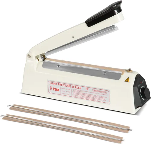 Vista 12 de Sellador térmico por impulso con cortador, máquina de sellado y corte de bolsas de alta resistencia, 2 reemplazos adicionales (naranja, 8 pulgadas)