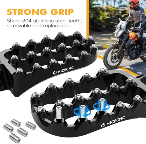 Vista 6 de NICECNC Estriberas planas horizontales negras de ángulo ancho estilo rally compatibles con KTM 390 Adventure 2020 2021 2022 2023, aluminio 6061