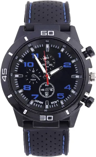 Vista 14 de GT Racer - Reloj deportivo para hombre, piloto militar, estilo aviador, estilo militar, correa de silicona negra, relojes deportivos para hombre