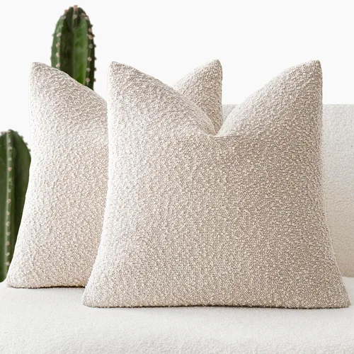 Vista 35 de Foindtower - Juego de 2 fundas decorativas de textura de bucle, fundas de almohada acentuadas, fundas de cojín sólidas, neutrales, para sofá, silla