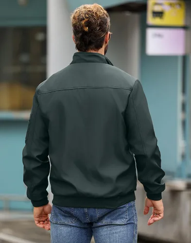 Vista 3 de Wizoat Chaqueta Bomber para Hombre Ligera Casual Cortavientos Chaquetas con Cremallera Abrigo