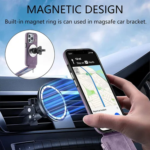 Vista 6 de Funda tipo cartera para iPhone 14 Pro Max de 6.7 pulgadas con soporte magnético MagSafe para tarjetas de bloqueo RFID, función atril, carga